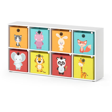 Bibliothèque enfant Scutum, Blanc, 143 x 72 cm avec 8 boxes pliants, Vicco (1/5)