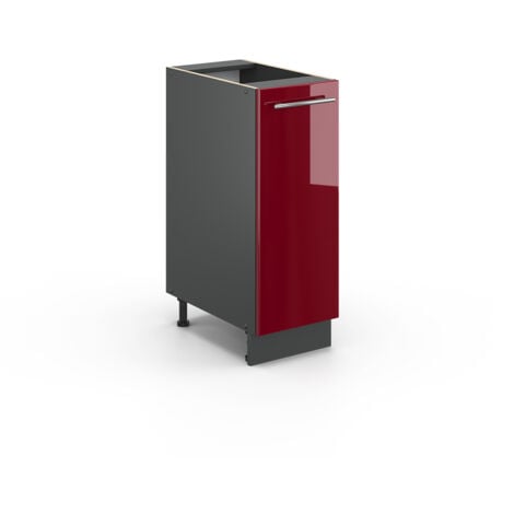 Meuble de cuisine Fame-Line, Rouge bordeaux Haute brillance, 30 cm sans plan de travail, Vicco