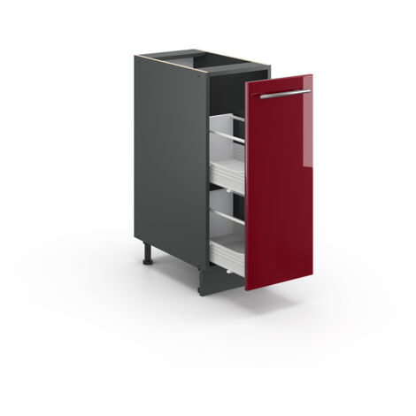 Meuble de cuisine Fame-Line, Rouge bordeaux Haute brillance, 30 cm sans plan de travail, Vicco