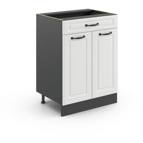 Meuble cuisine R-Line, Blanc campagne, 60 cm avec tiroir, sans plan de travail, Vicco