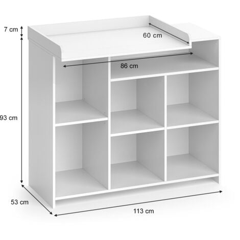 Commode à langer Oskar, Blanc, 113 x 100 cm avec 4 boîtes pliantes, Vicco