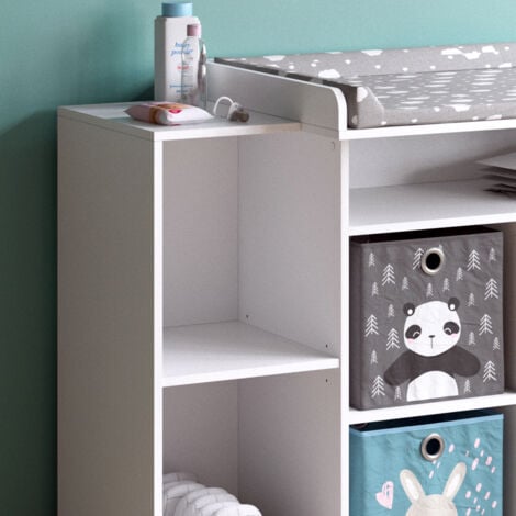 Commode à langer Oskar, Blanc, 113 x 100 cm avec 4 boîtes pliantes, Vicco