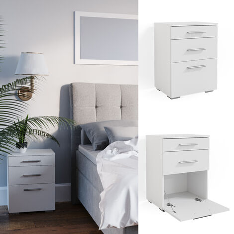 Vicco Table De Chevet Monty Lot De 2 Blanc - 39.6x59.1 Cm Avec Tiroirs Et Étagère