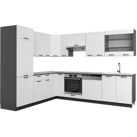 Vicco Meuble Cuisine Fame-Line, Blanc Haute Brillance/Chêne De Force Dore 50 Cm Pt Chene 93131768
