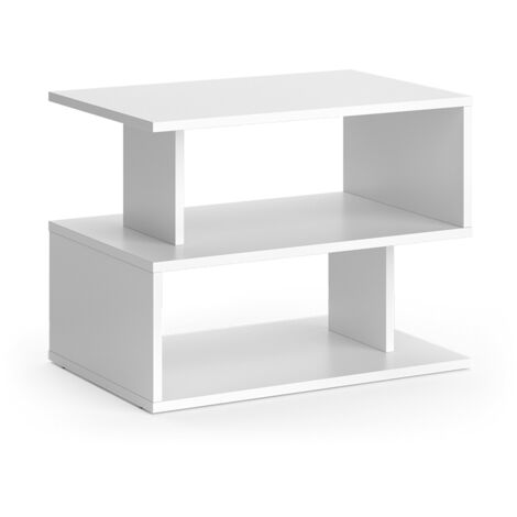Table Basse Vicco Amato Blanc – Moderne – 90x60x42 Cm – Avec étagères