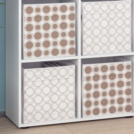 Meuble de rangement cube Tetra, Blanc, 72.6 x 72 cm avec 4 boxes pliants opt.2, Vicco