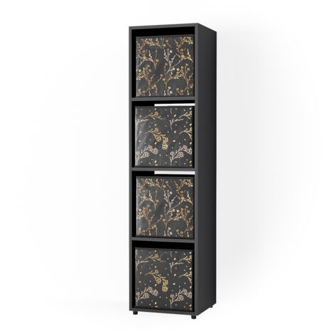 Meuble de rangement cube Ludus, Noir, 142.5 x 36.2 cm avec 2 boxes pliants opt.2, Vicco