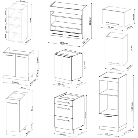 Cuisine Fame-Line, blanc brillant/blanc, 280 cm sans plan de travail, Vicco