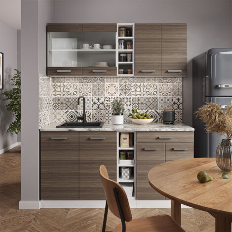 Cuisine R-Line, gris noble/blanc, 160 cm sans plan de travail, Vicco