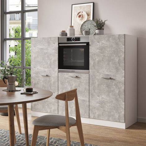 Bloc cuisine R-Line, Béton/blanc, 180 cm sans plan de travail, Vicco (1/5)