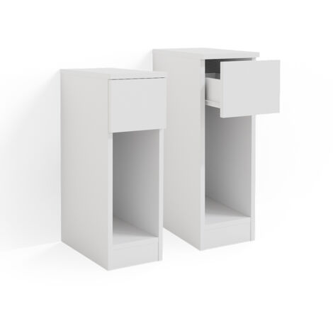 Lot de 2 tables de chevet, table de nuit, table d'appoint blanc 46