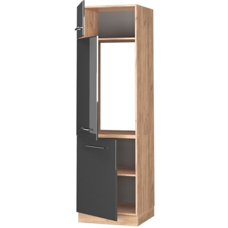 Armoire pour frigo Fame-Line, Anthracite Haute brillance, 60 cm, Vicco