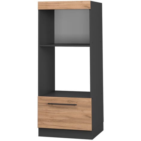 armoire micro-ondes Fame-Line, Anthracite-or/Blanc, 60 cm ouvert