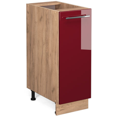 Meuble de cuisine Fame-Line, Rouge bordeaux Haute brillance, 30 cm sans plan de travail, Vicco