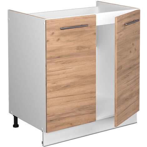 Meuble bas sous-évier Fame-Line, Chêne de force doré, 80 cm sans plan de travail, Vicco
