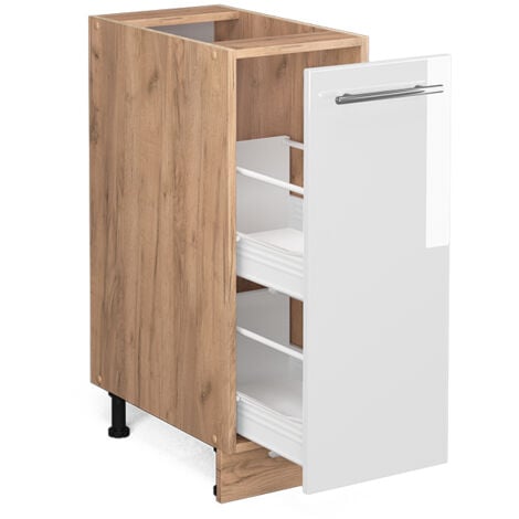 Meuble de cuisine Fame-Line, Blanc Haute brillance, 30 cm sans plan de travail, Vicco