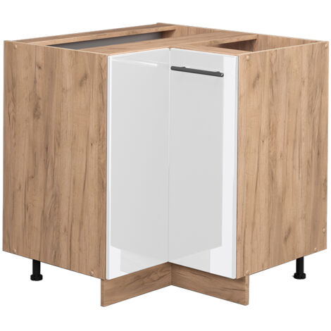 Meuble d'angle Fame-Line, Blanc Haute brillance, 80.5 cm sans plan de travail, Vicco