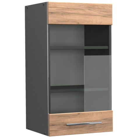 Meuble de cuisine haut vitré Fame-Line, Chêne de force doré, 40 cm, Vicco