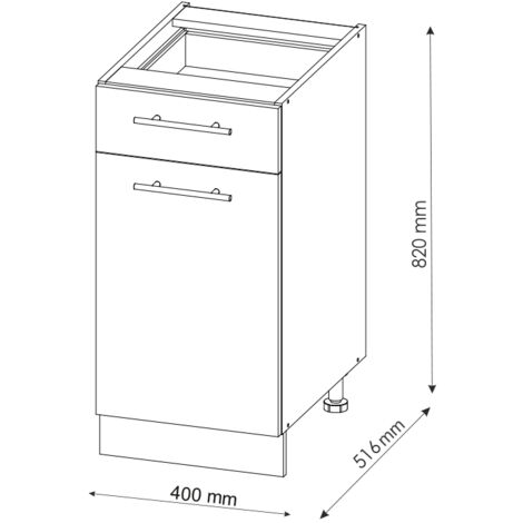 Meuble cuisine Fame-Line, Anthracite Haute brillance, 40 cm sans plan de travail, Vicco