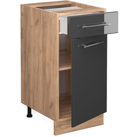 Meuble cuisine Fame-Line, Anthracite Haute brillance, 40 cm sans plan de travail, Vicco