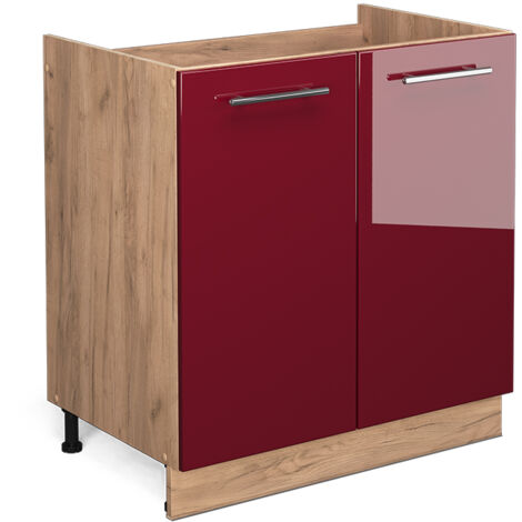 Vicco Meuble pour four Fame-Line, Rouge bordeaux Haute brillance, 60cm