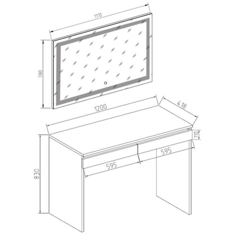 Vcco Table de maqullage Charlotte commode de coffeuse mror LED