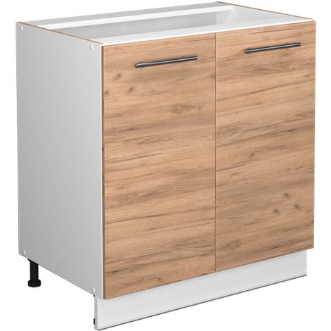 Meuble bas sous-évier Fame-Line, Chêne de force doré, 80 cm avec étagère, sans plan de travail, Vicco