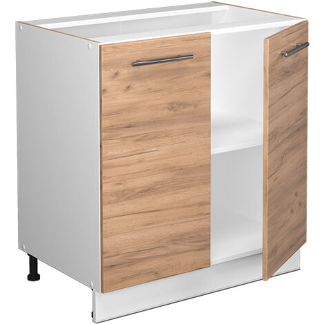 Meuble bas sous-évier Fame-Line, Chêne de force doré, 80 cm avec étagère, sans plan de travail, Vicco
