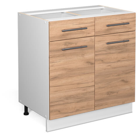 Meuble cuisine Fame-Line, Chêne de force doré, 80 cm sans plan de travail, Vicco