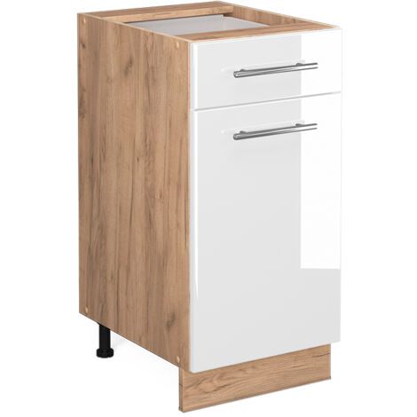 Meuble cuisine Fame-Line, Blanc Haute brillance, 40 cm sans plan de travail, Vicco