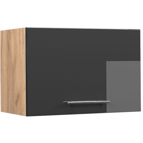 Elément haut de cuisine Fame-Line, Anthracite Haute brillance, 60 cm Plat, Vicco