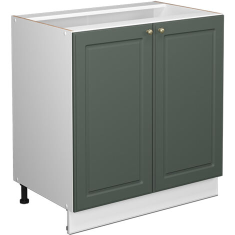 Meuble bas sous-évier Fame-Line, Vert Or Campagne, 80 cm avec étagère, sans plan de travail, Vicco