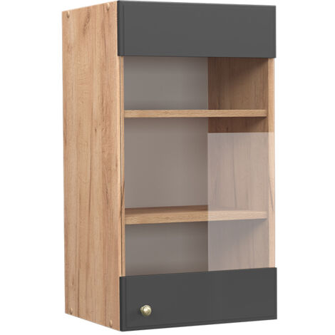 Meuble de cuisine haut vitré Fame-Line, Anthracite-or, 40 cm, Vicco