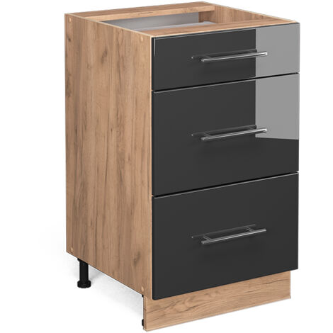 Meuble cuisine Fame-Line, Anthracite Haute brillance, 50 cm sans plan de travail, Vicco