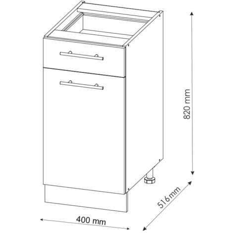 Meuble cuisine Fame-Line, Anthracite-or, 40 cm sans plan de travail, Vicco