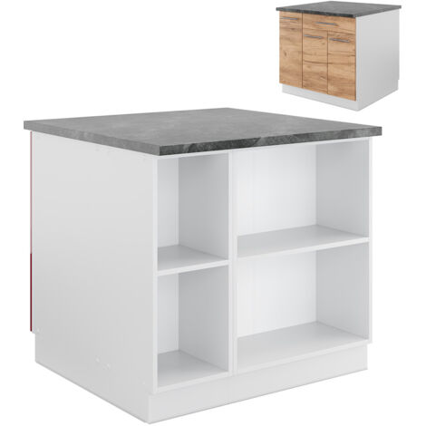 Îlot de cuisine Fame-Line, Chêne doré/blanc, 90 cm avec tiroir, sans plan de travail, Vicco