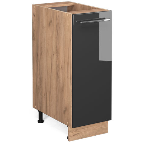 Meuble de cuisine Fame-Line, Anthracite Haute brillance, 30 cm sans plan de travail, Vicco