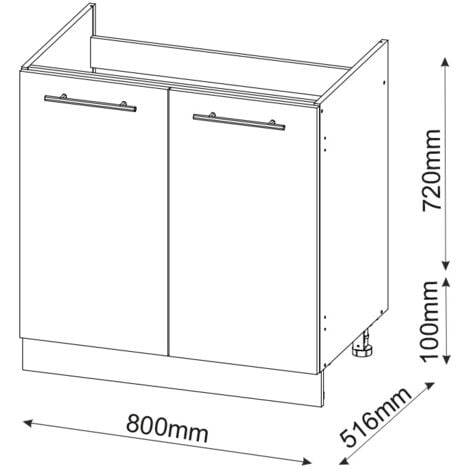 Meuble bas sous-évier Fame-Line, Anthracite-or, 80 cm sans plan de travail, Vicco