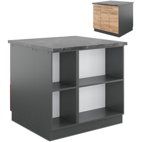 Îlot de cuisine Fame-Line, Chêne doré/anthracite, 90 cm avec tiroir, sans plan de travail, Vicco