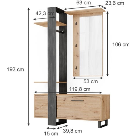 Garde-robe Porto, Marron, 120 x 192 cm, Vicco