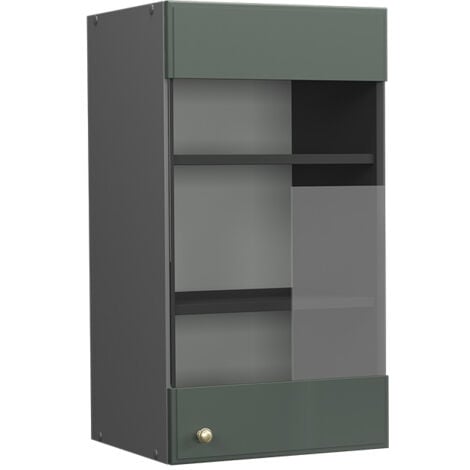 Meuble de cuisine haut vitré Fame-Line, Vert Or Campagne, 40 cm, Vicco