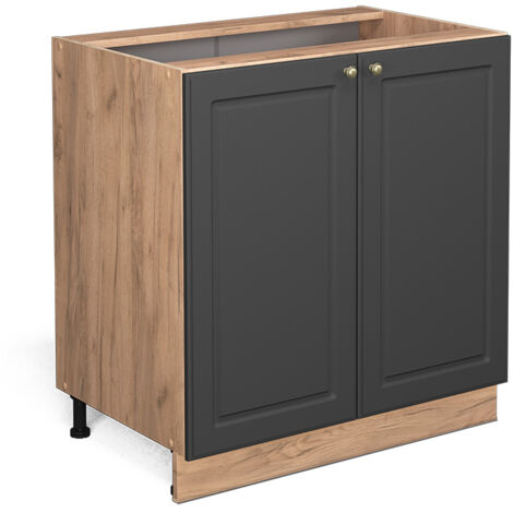 Meuble bas de cuisine Fame-Line, Anthracite-or, 80cm avec étagère, sans PT, Vicco