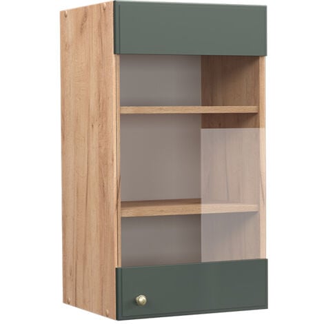Meuble de cuisine haut vitré Fame-Line, Vert Or Campagne, 40 cm, Vicco