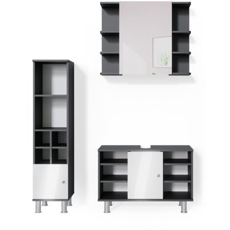 Ensemble de meubles de salle de bain Fynn, Anthracite, 3 parties, Vicco