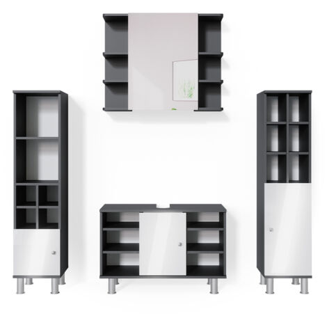 Ensemble de meubles de salle de bain Fynn, Anthracite, 4 parties, Vicco