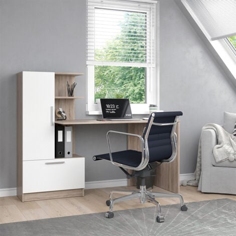 Bureau Tomy, Sonoma/blanc, 150 x 59.3 cm, Vicco