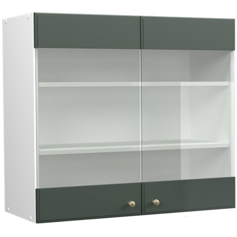 Meuble de cuisine haut vitré Fame-Line, Vert Or Campagne, 80 cm, Vicco (1/5)