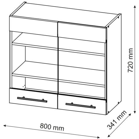 Meuble de cuisine haut vitré Fame-Line, Vert Or Campagne, 80 cm, Vicco