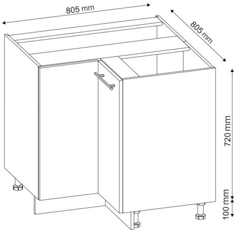 Meuble d'angle Fame-Line, Anthracite-or, 80.5 cm sans plan de travail, Vicco