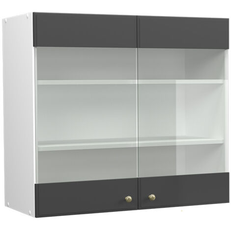 Meuble Haut Vitré Fame-Line – 80 Cm Chêne Blanc – Neuf Vicco